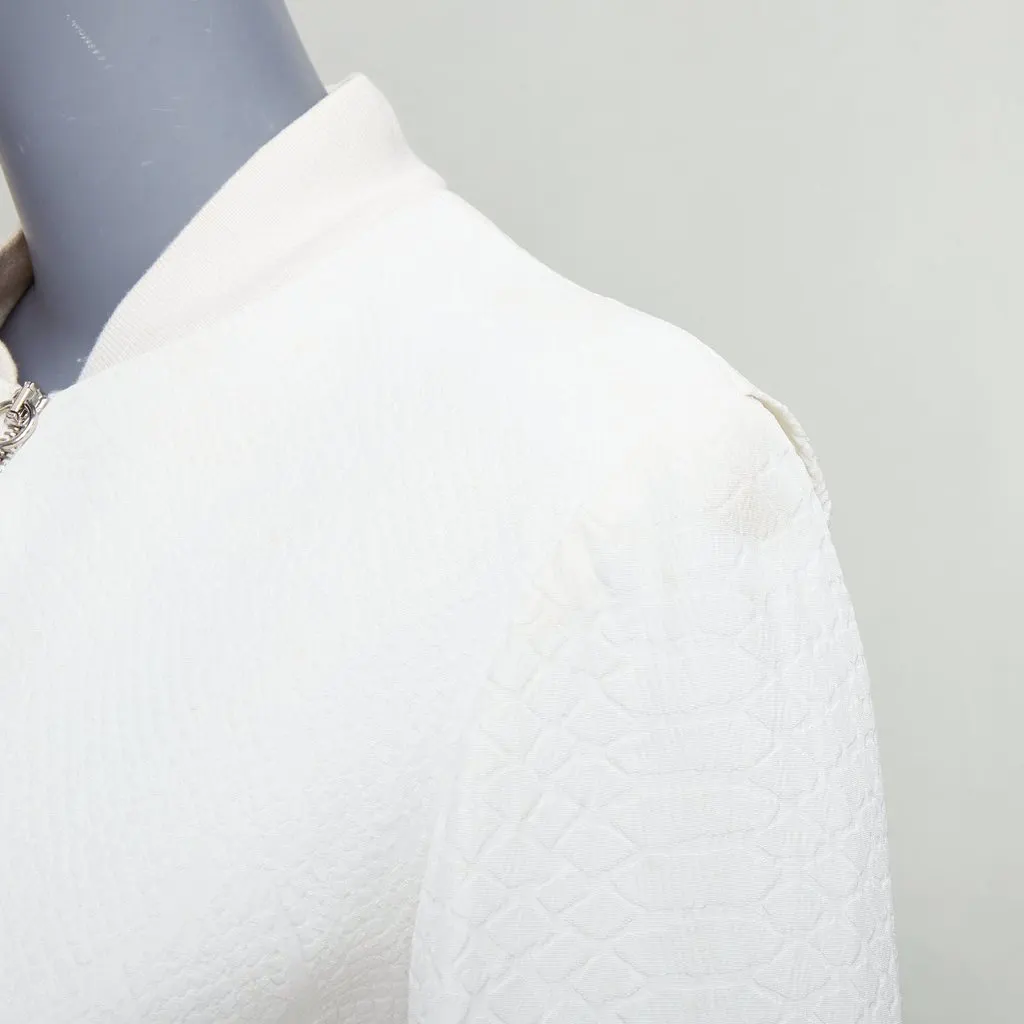 Stella McCartney White Jacquard Cropped Bomber White Fair - Back View