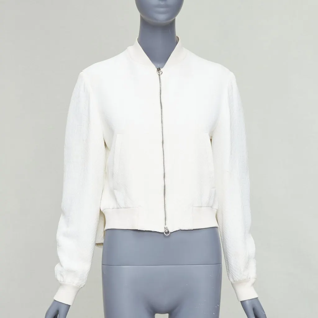 Stella McCartney White Jacquard Cropped Bomber White Fair - Inside View