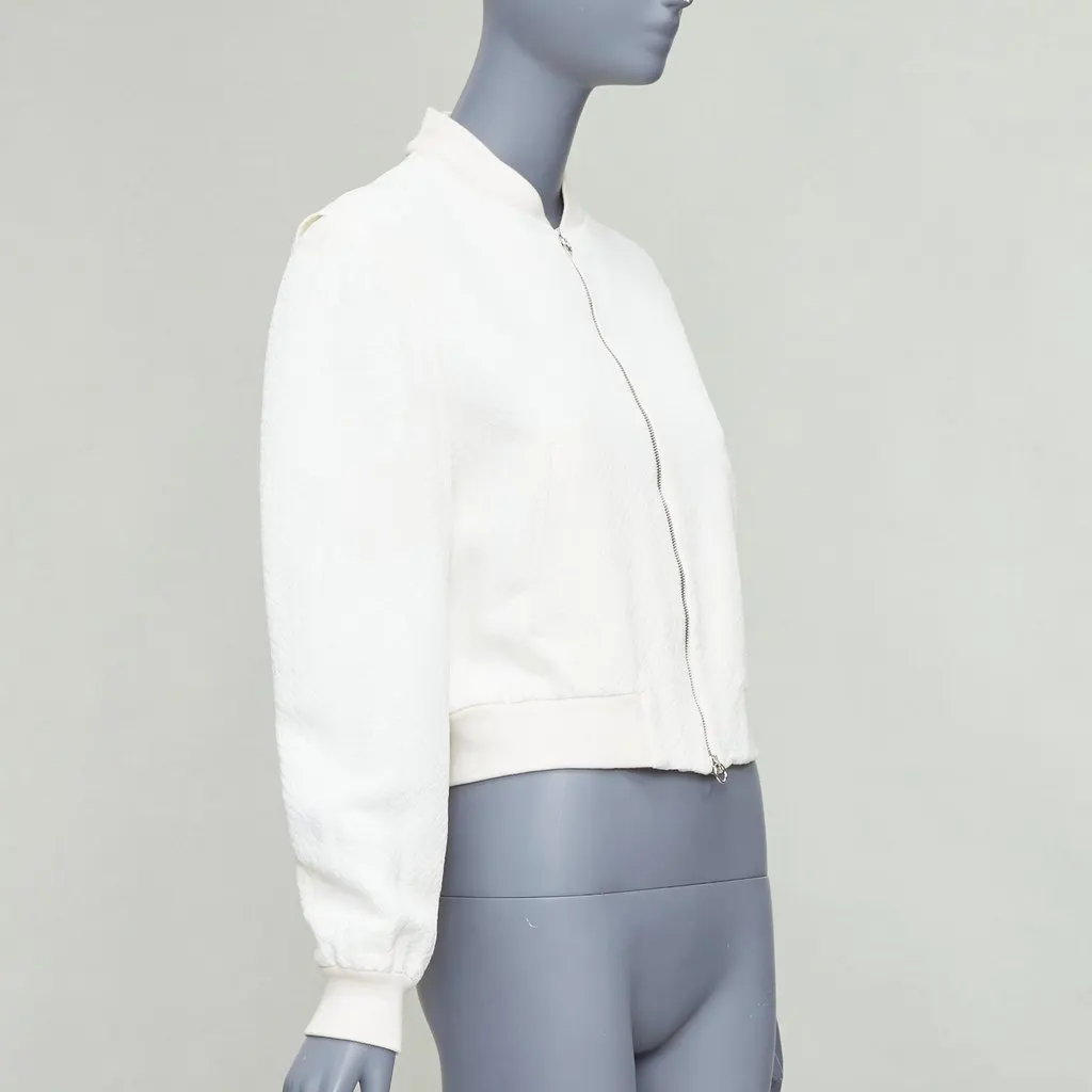Stella McCartney White Jacquard Cropped Bomber White Fair - Model View