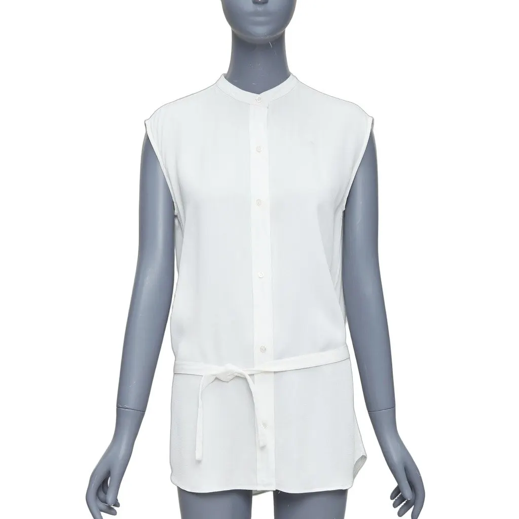 Helmut Lang Tie Front Vest White Viscose Fair - Front View