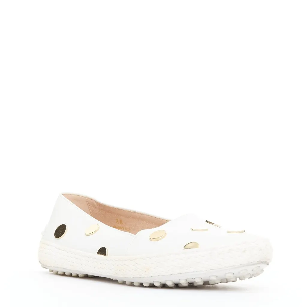 Tod's Polka Dot Loafers White Leather Good - Inside View