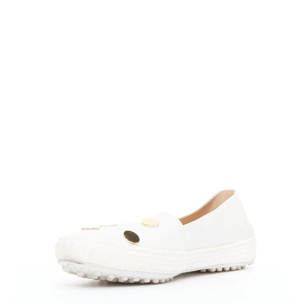 Tod's Polka Dot Loafers White Leather Good - Model View