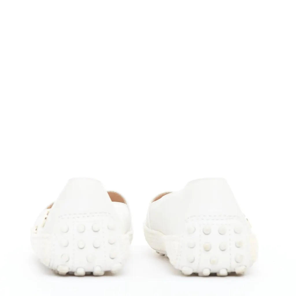 Tod's Polka Dot Loafers White Leather Good - Box View