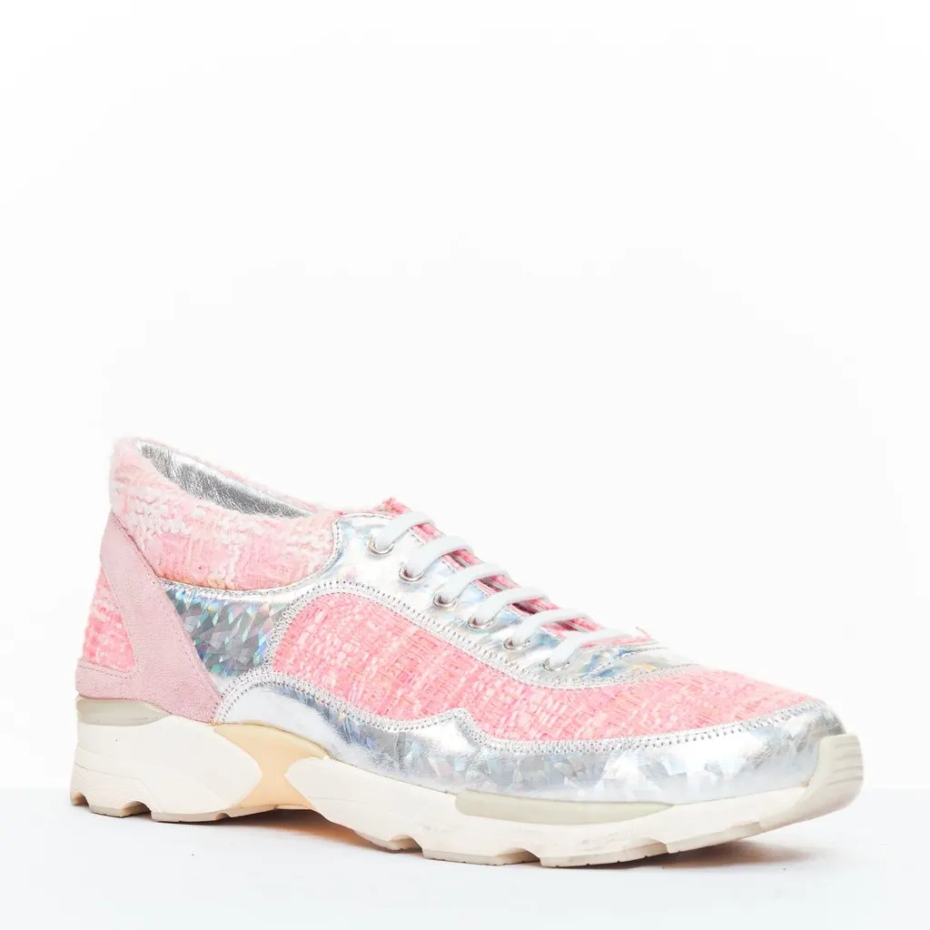 Chanel Pink Tweed Trainers Pink Tweed Good - Back View