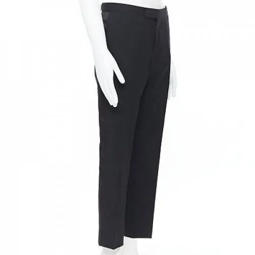 Dries Van Noten Satin Tuxedo Pants Black Wool Never worn - Inside View