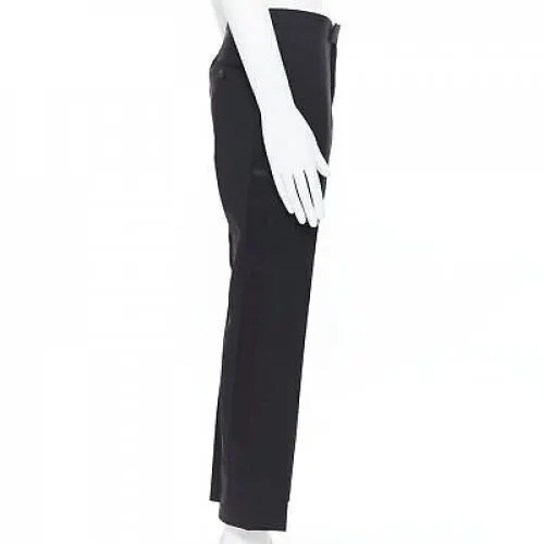 Dries Van Noten Satin Tuxedo Pants Black Wool Never worn - Model View