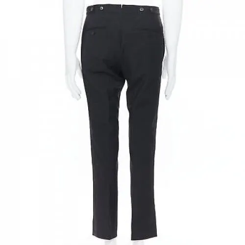 Dries Van Noten Satin Tuxedo Pants Black Wool Never worn - Box View
