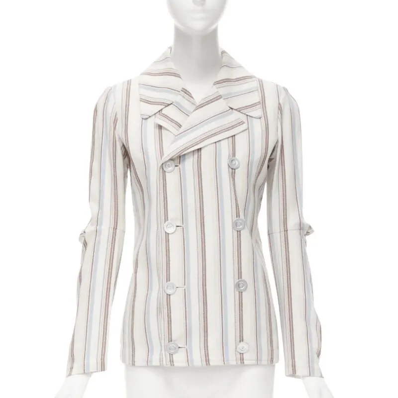 Junya Watanabe Stripe Cut Blazer Beige Cotton Good - Front View