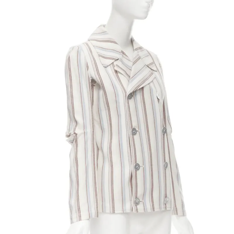 Junya Watanabe Stripe Cut Blazer Beige Cotton Good - Inside View