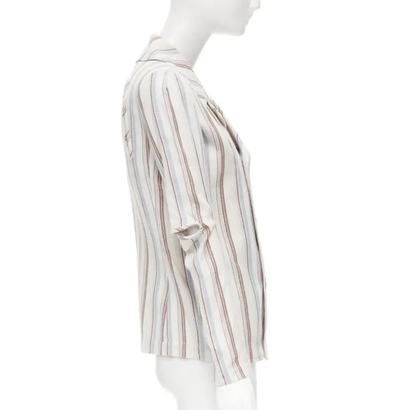 Junya Watanabe Stripe Cut Blazer Beige Cotton Good - Model View