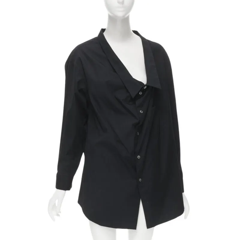 Comme Des Garcons Asymmetric Collar Shirt Black Cotton Very good - Front View