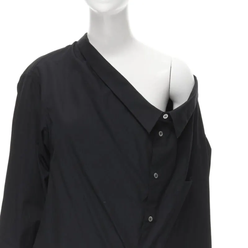 Comme Des Garcons Asymmetric Collar Shirt Black Cotton Very good - Back View