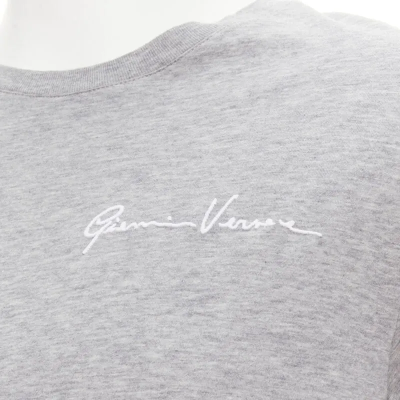 Versace Logo Embroidery Shirt Grey Cotton Never worn - Back View