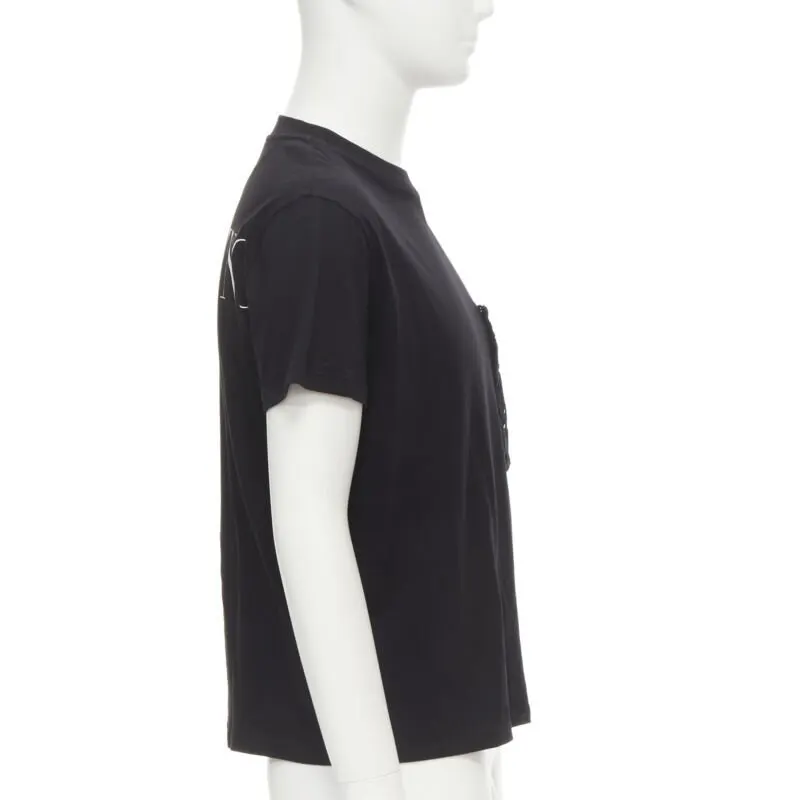 Valentino Lace Pocket T-Shirt Black Cotton Never worn - Box View