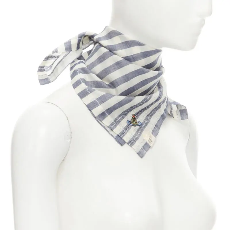 Vivienne Westwood Nautical Orb Scarf Blue Cotton Never worn - Inside View