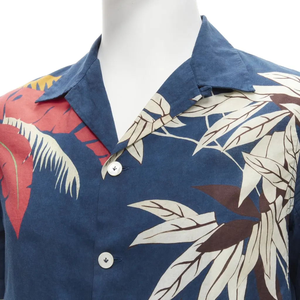 Valentino Hawaiian Floral Shirt Navy Cotton Good - Back View