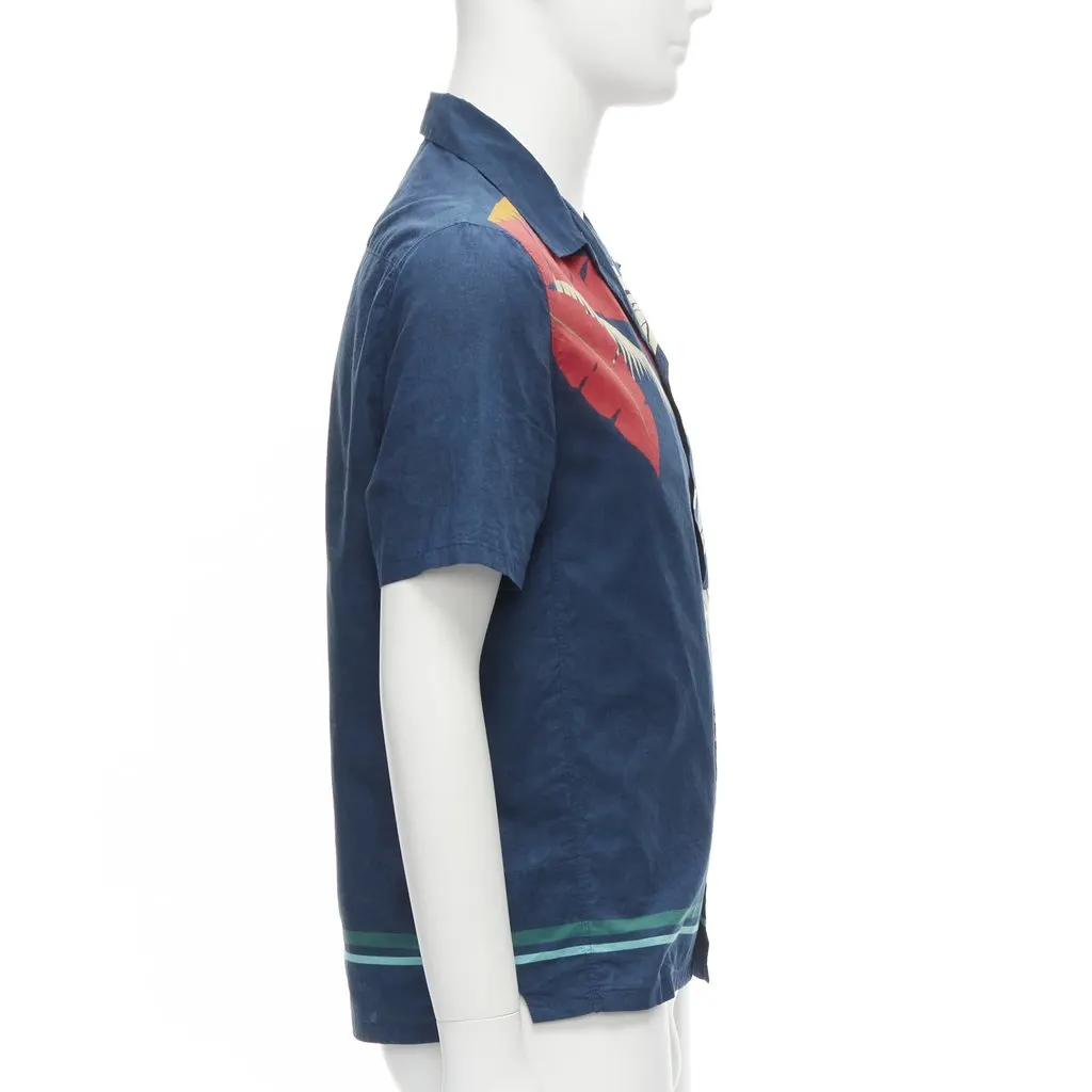 Valentino Hawaiian Floral Shirt Navy Cotton Good - Model View