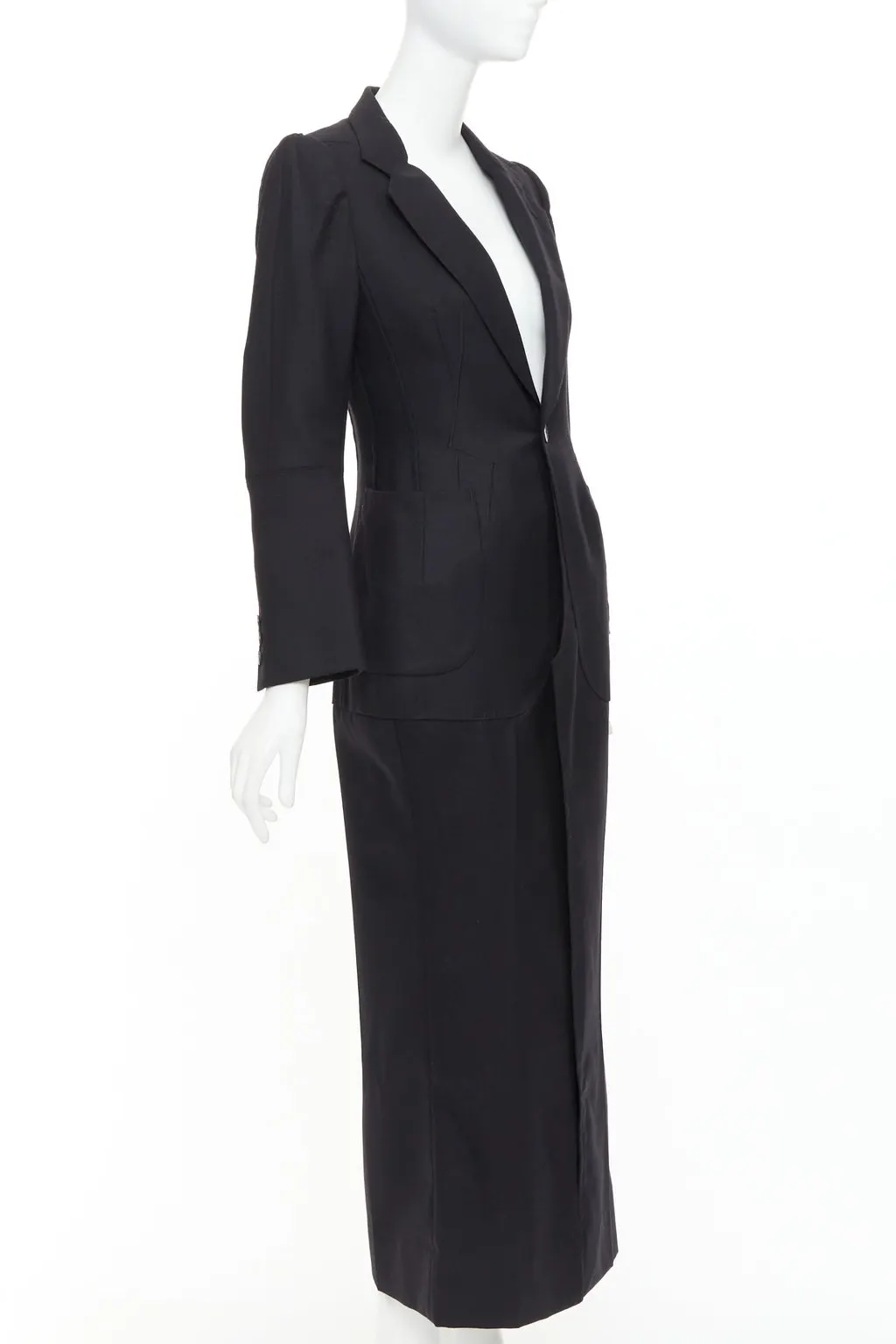 Junya Watanabe Black Wool Coat Black Wool Never worn, with tag - Model View