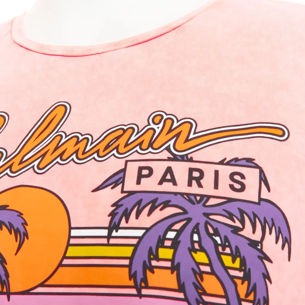 Balmain Pink Cotton T-Shirt Pink Cotton Very good - Back View