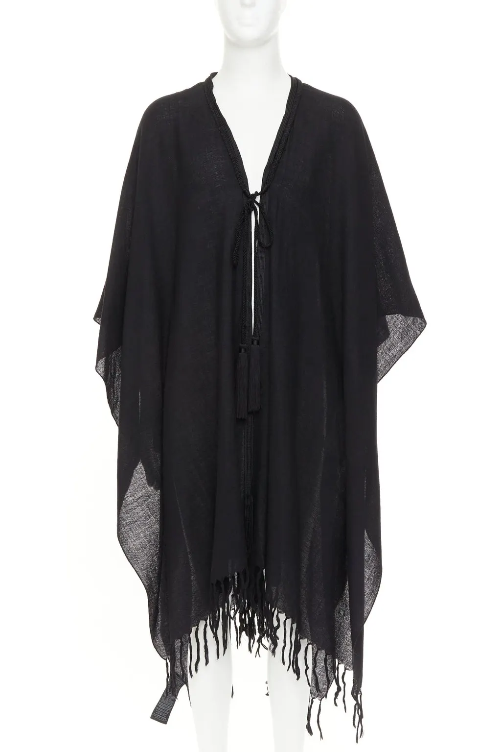 Saint Laurent Black Wool Coat Black Wool Very good - Front View