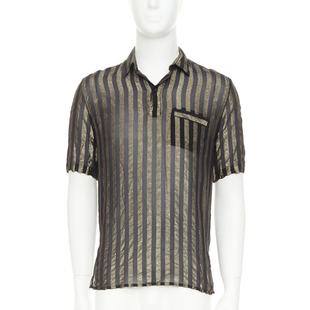 Saint Laurent Black Silk T-Shirt Black Silk Very good - Front View