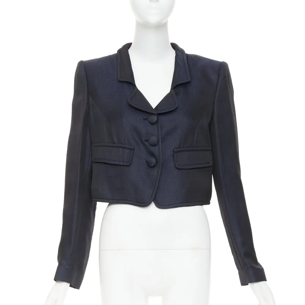 Giorgio Armani Navy Viscose Jacket Navy Viscose Very good - Front View