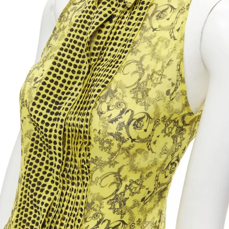 Versace Baroque Print Shirt Yellow Silk Never worn - Back View