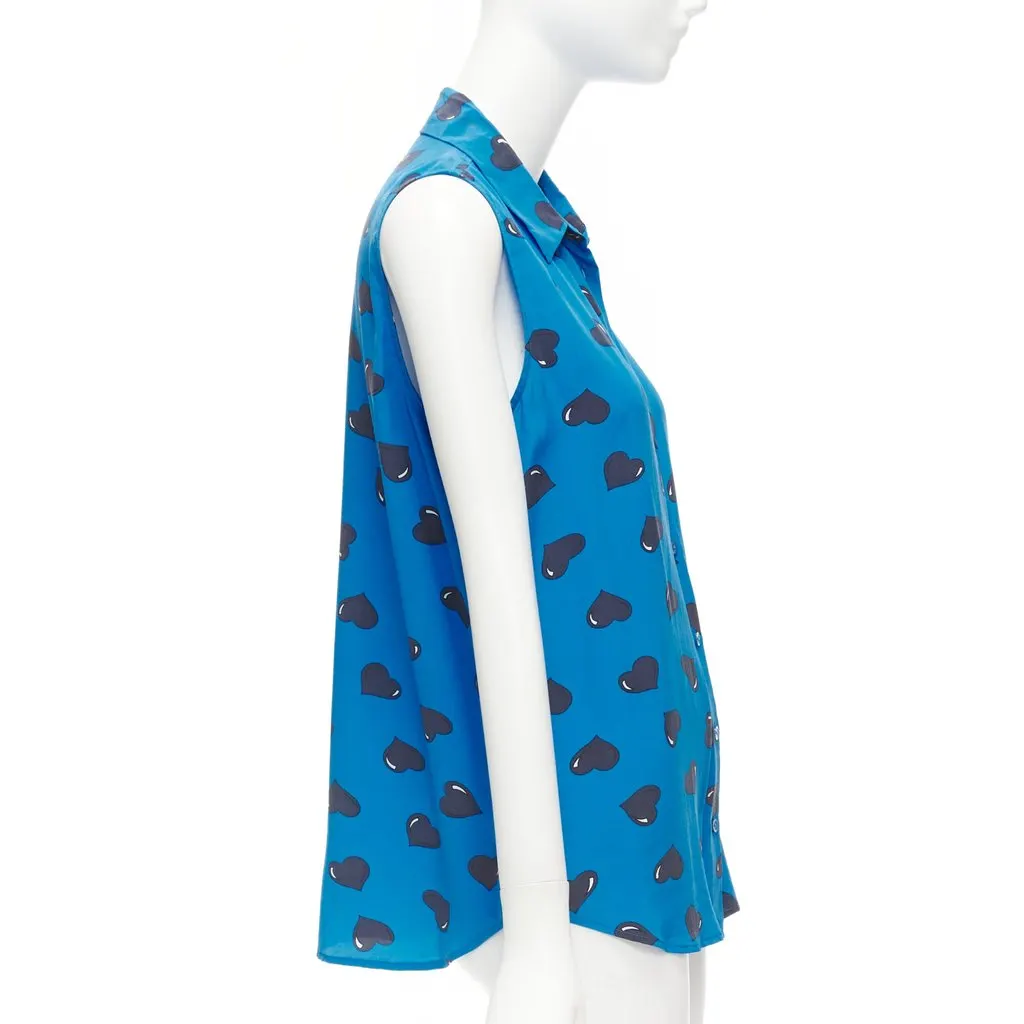 Equipment Heart Print Blouse Blue Silk Fair - Model View