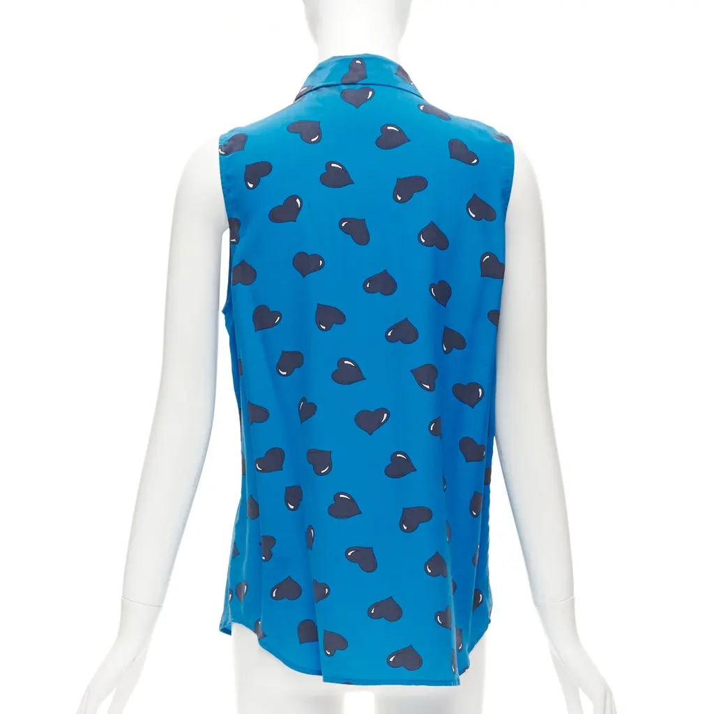 Equipment Heart Print Blouse Blue Silk Fair - Box View