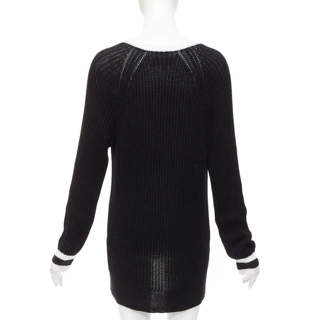 Rag & Bone Deep V Varsity Sweater Black Cotton Never worn - Model View