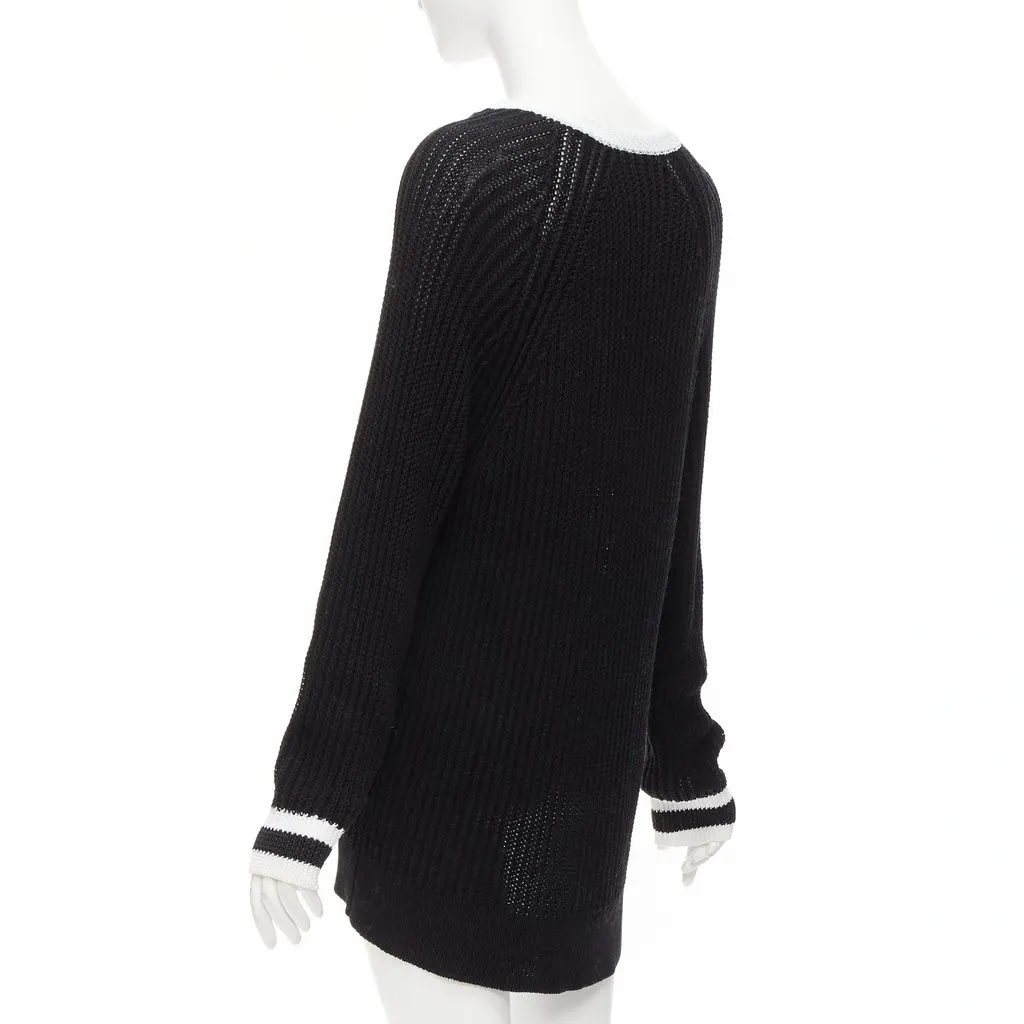 Rag & Bone Deep V Varsity Sweater Black Cotton Never worn - Box View