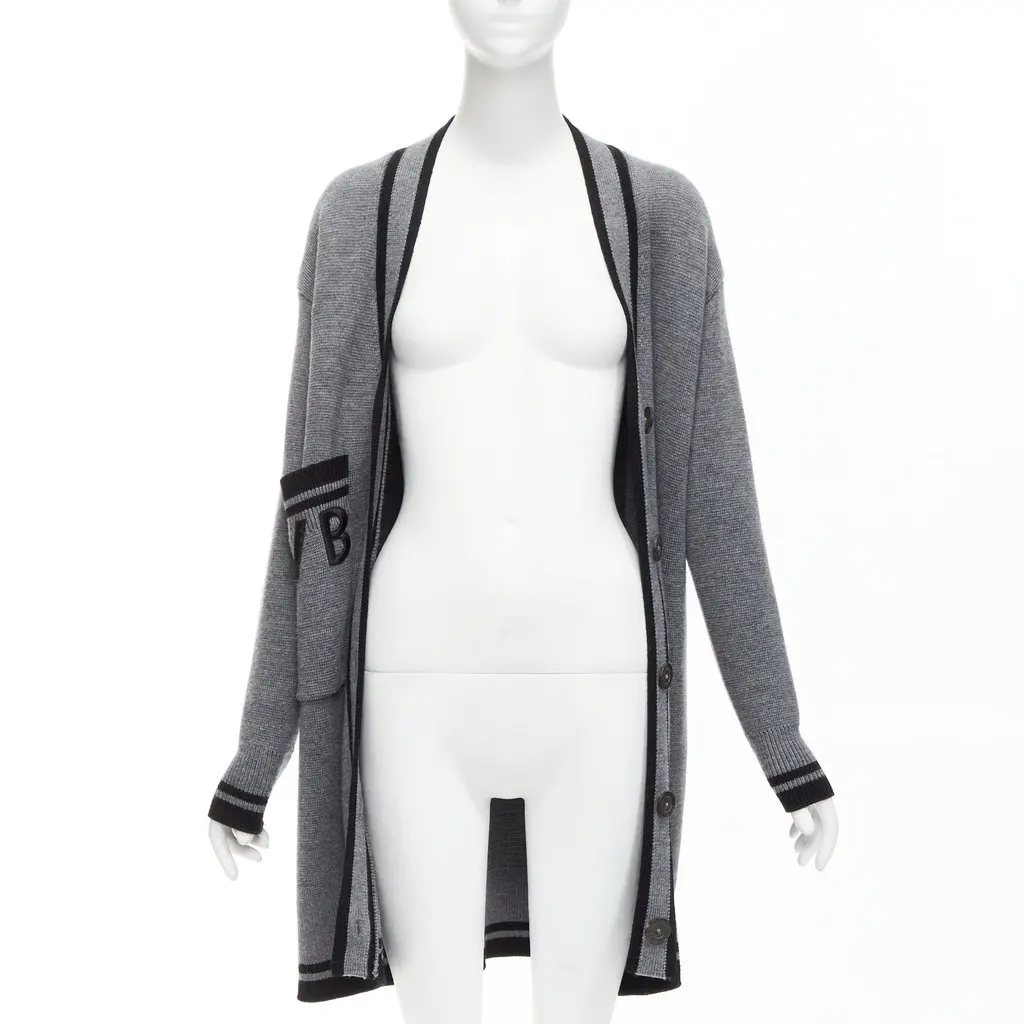 VICTORIA, VICTORIA BECKHAM Logo Oversized Cardigan Black Wool Very good - Inside View