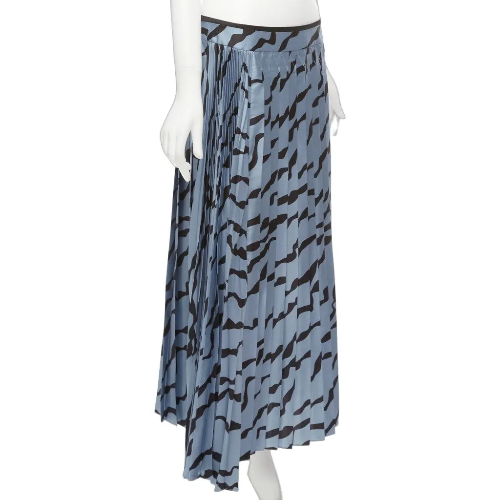 VICTORIA, VICTORIA BECKHAM Diagonal Print Skirt Blue Polyester Never worn - Front View