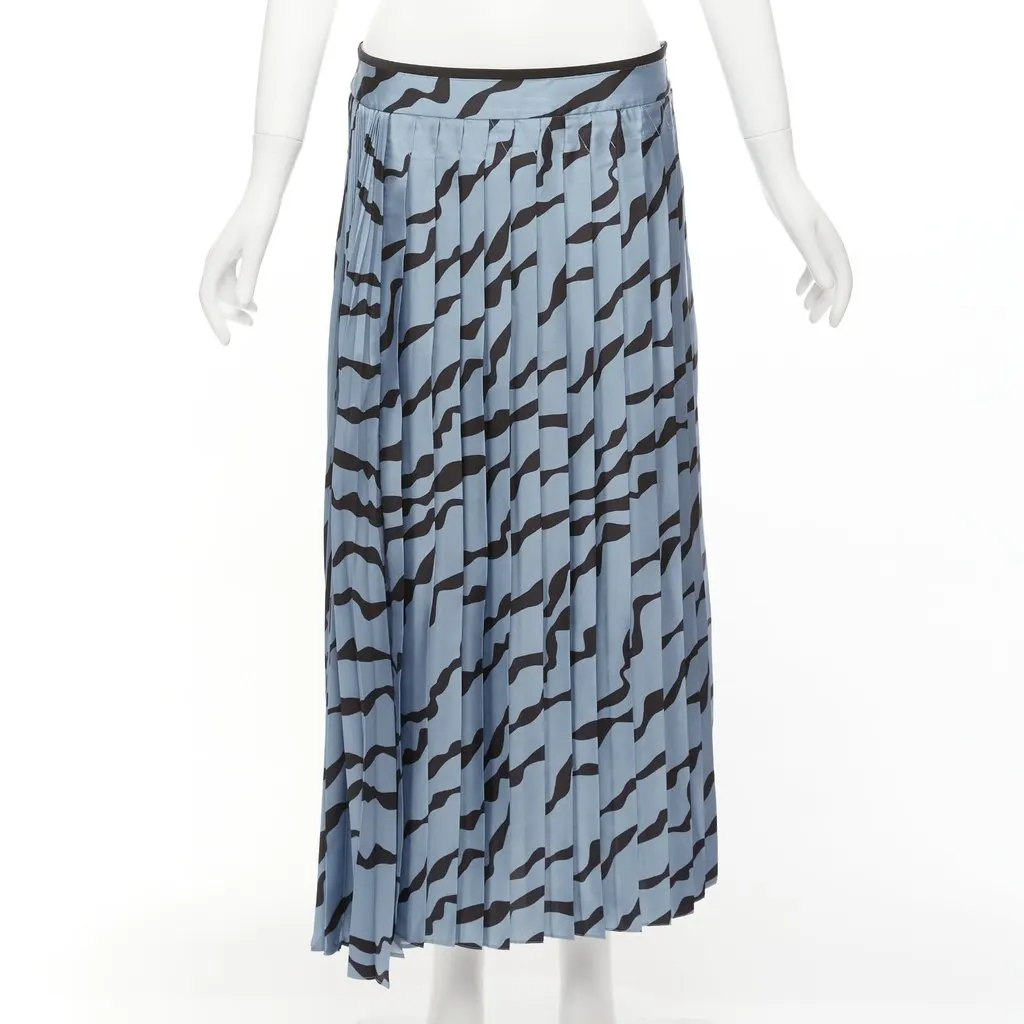 VICTORIA, VICTORIA BECKHAM Diagonal Print Skirt Blue Polyester Never worn - Inside View