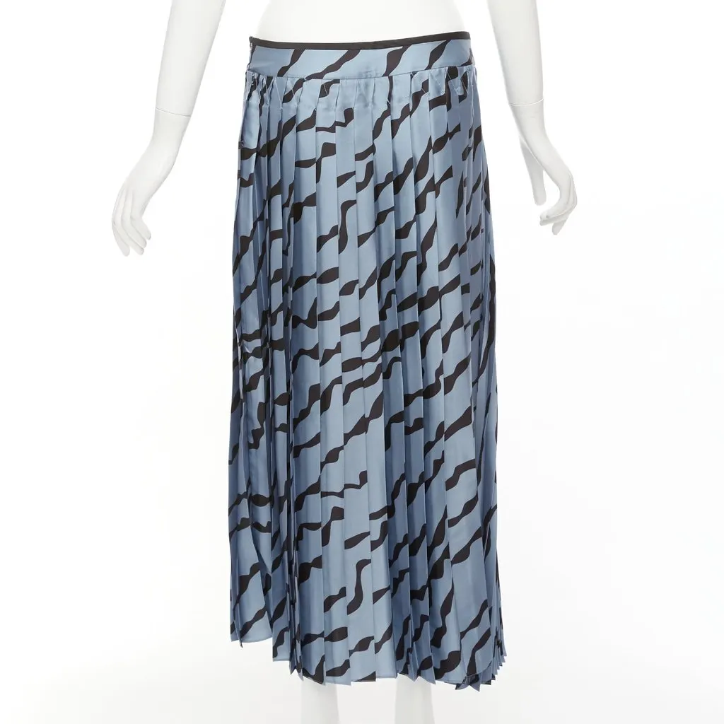 VICTORIA, VICTORIA BECKHAM Diagonal Print Skirt Blue Polyester Never worn - Box View