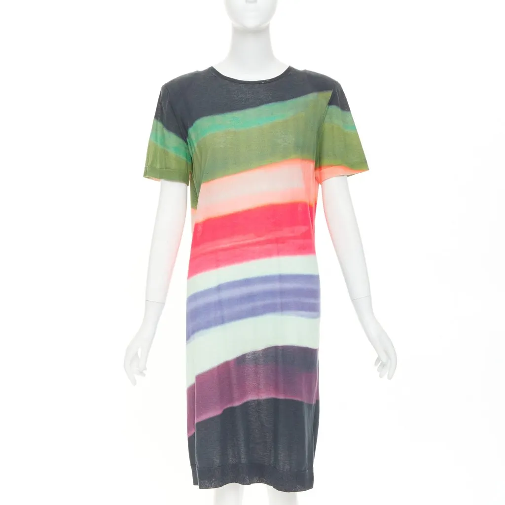 Dries Van Noten Len Lye Border T-shirt Dress MultiColor Cotton Good - Front View