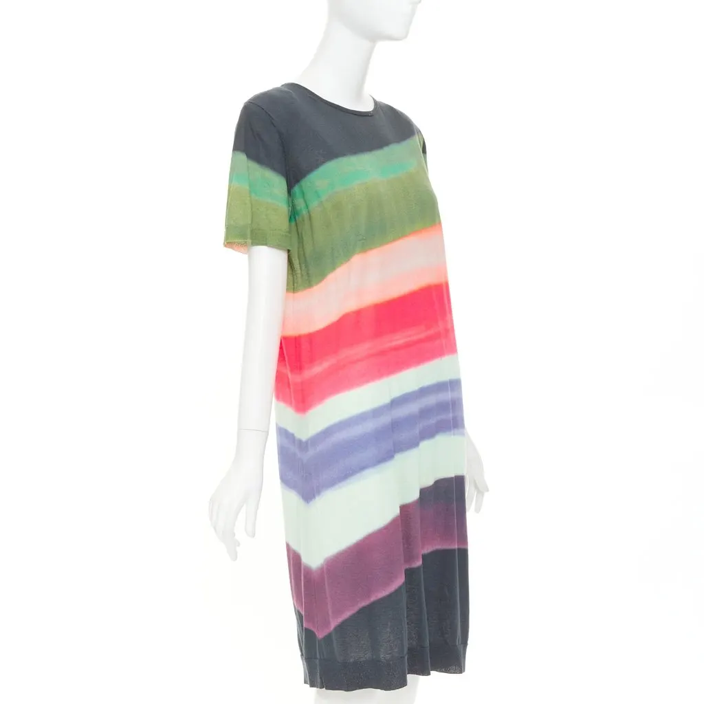 Dries Van Noten Len Lye Border T-shirt Dress MultiColor Cotton Good - Inside View