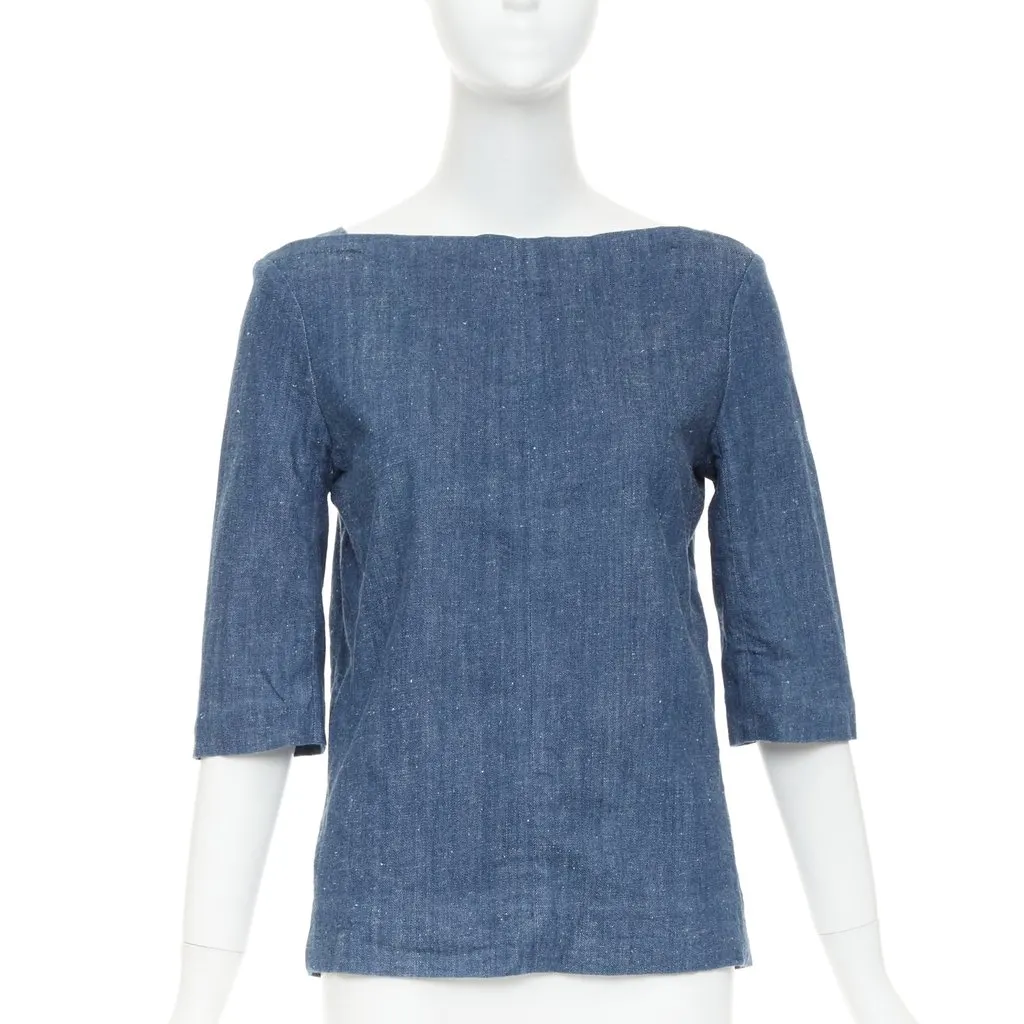 Celine Blue Cotton Top Blue Cotton Very good - Front View
