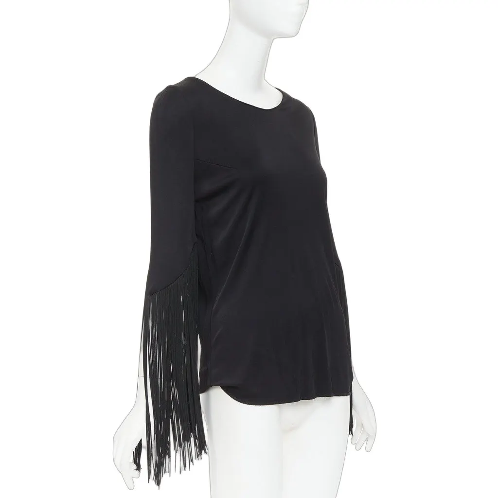 Galvan Vesper Fringe Top Black Viscose Very good - Front View