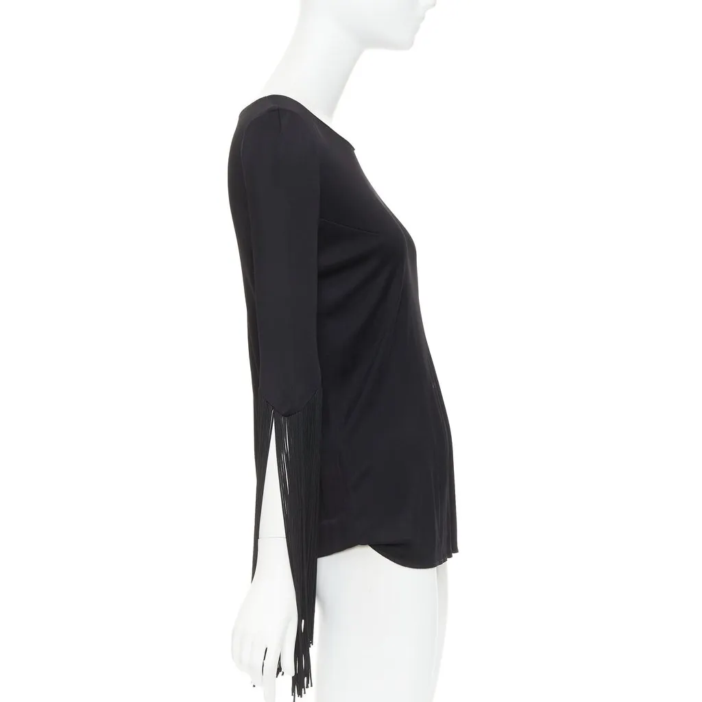 Galvan Vesper Fringe Top Black Viscose Very good - Model View
