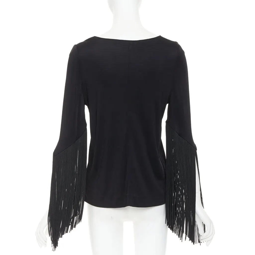 Galvan Vesper Fringe Top Black Viscose Very good - Box View
