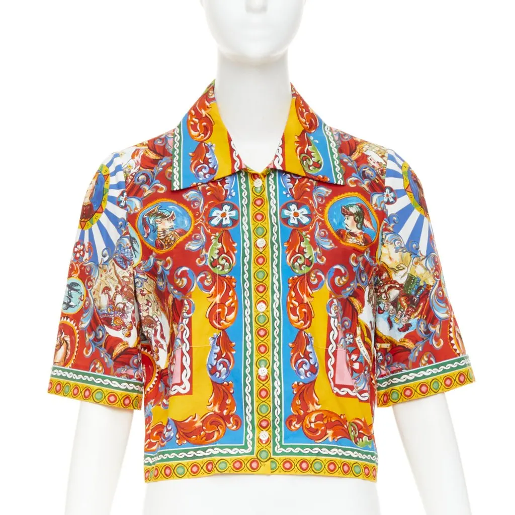 Dolce & Gabbana Carretto Siciliano Print MultiColor Cotton Very good - Front View