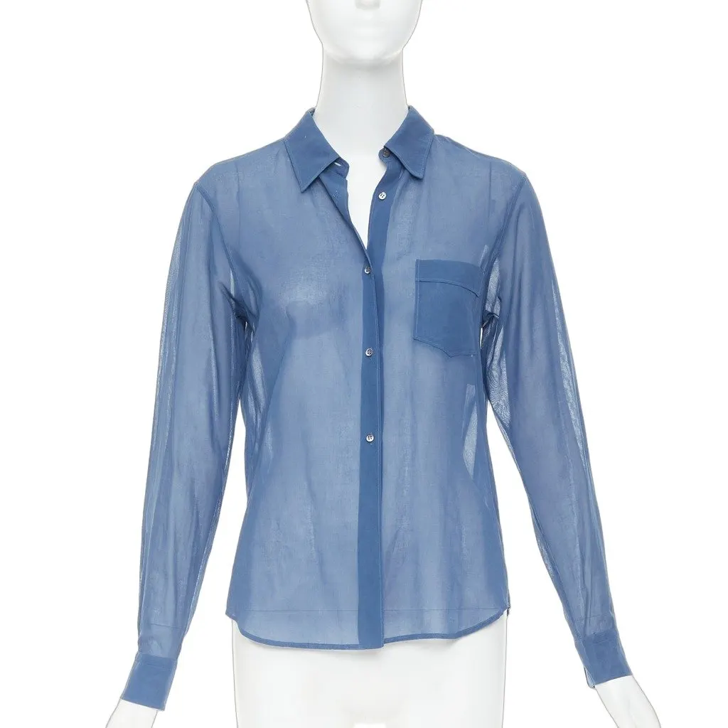 Jil Sander Blue Cotton Top Blue Cotton Good - Front View