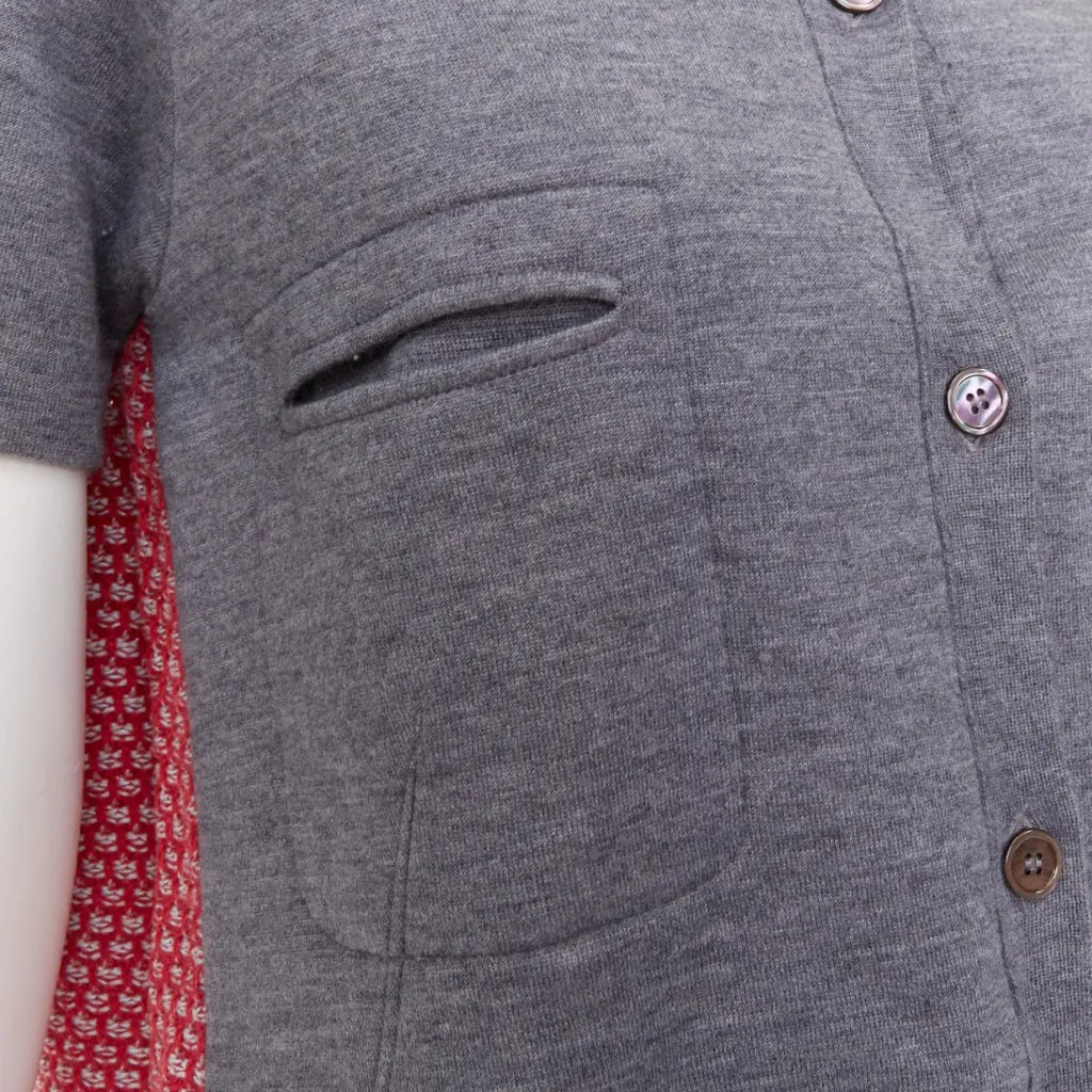 Marni Mixed-Media Cropped Cardigan Grey Cotton Very good - Back View
