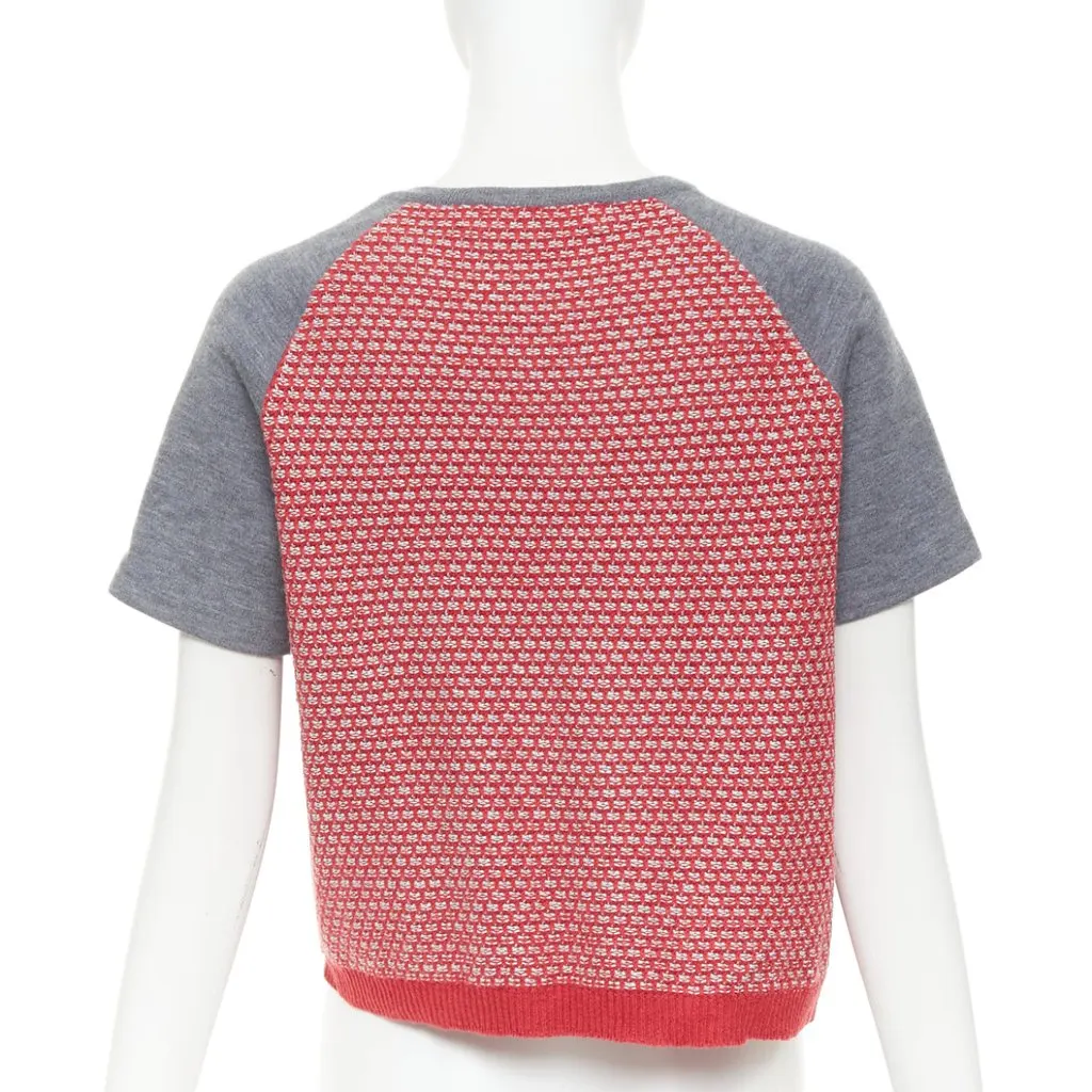 Marni Mixed-Media Cropped Cardigan Grey Cotton Very good - Box View