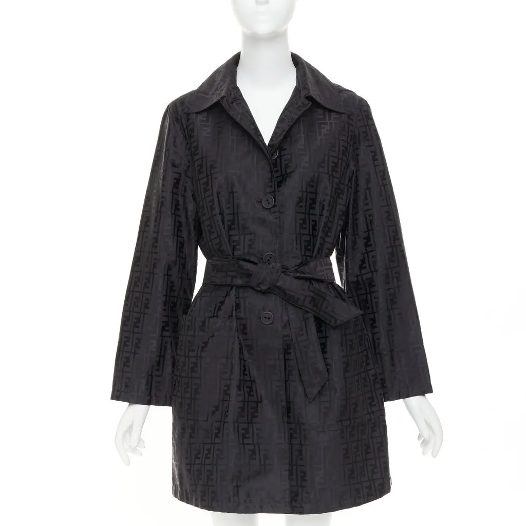 Fendi Black Cotton Coat Black Cotton Very good - Front View