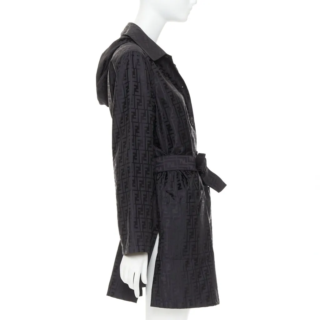 Fendi Black Cotton Coat Black Cotton Very good - Model View