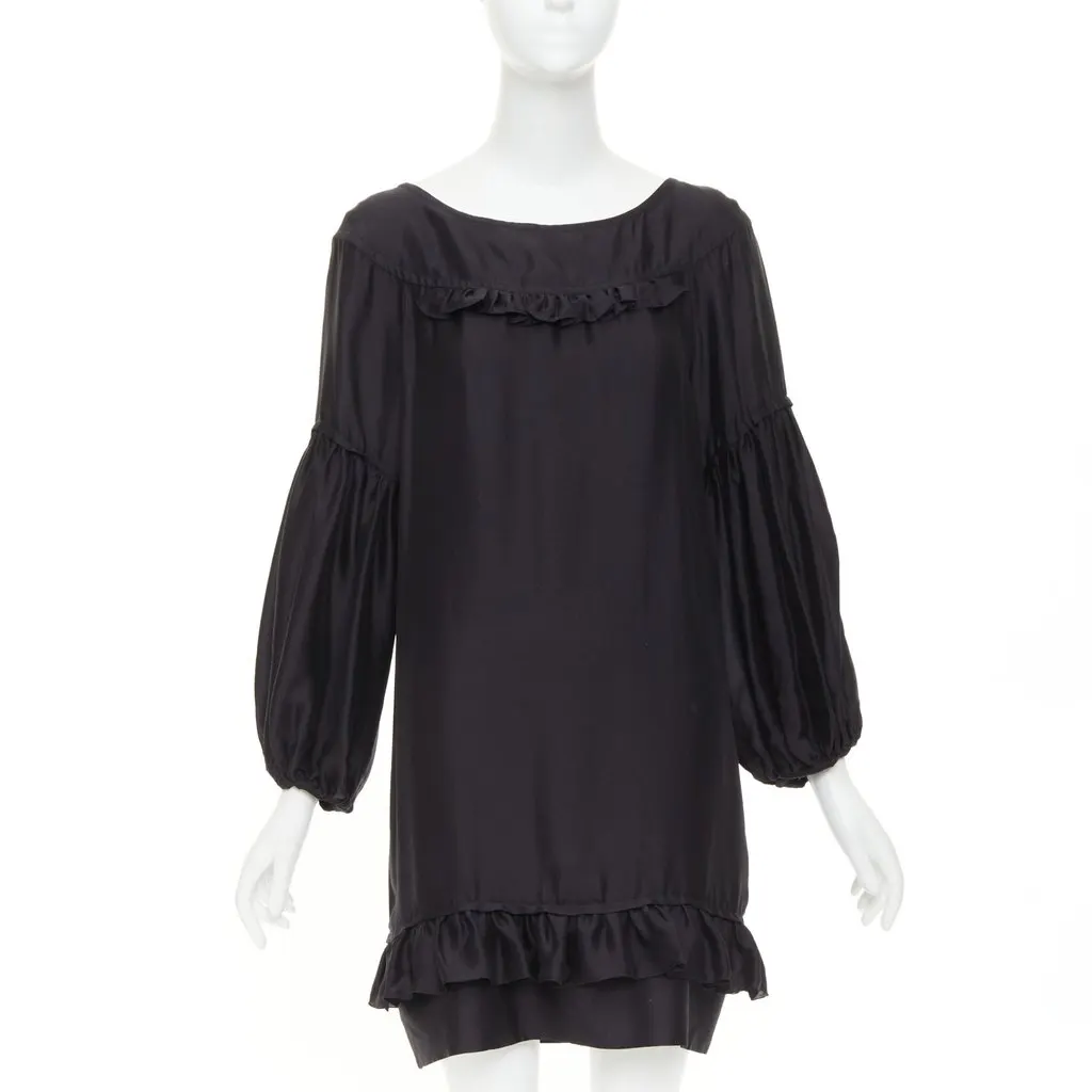 Stella McCartney Black Silk Dress Black Silk Good - Front View