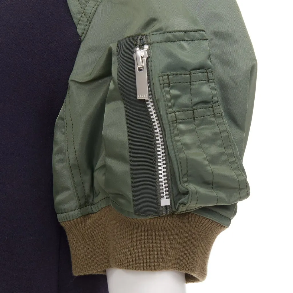 Sacai Sponge Sweat x MA-1 Dress Green Cotton Good - Back View