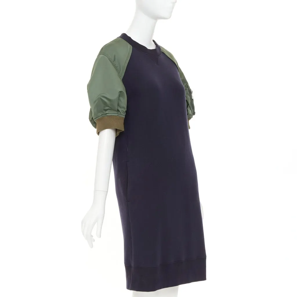 Sacai Sponge Sweat x MA-1 Dress Green Cotton Good - Inside View